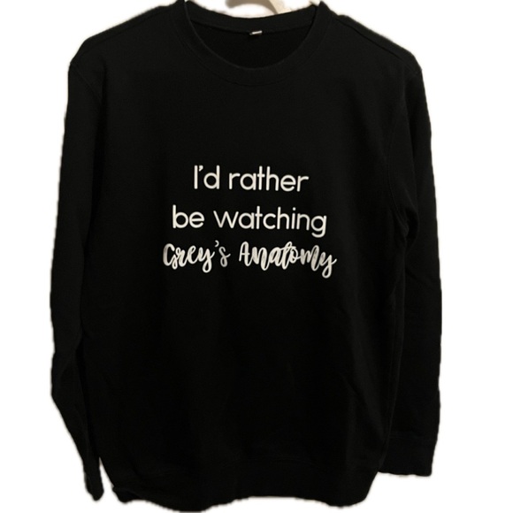 Black “I’d Rather Be Watching Grey’s Anatomy” Graphic Sweatshirt – Size M - Picture 1 of 4